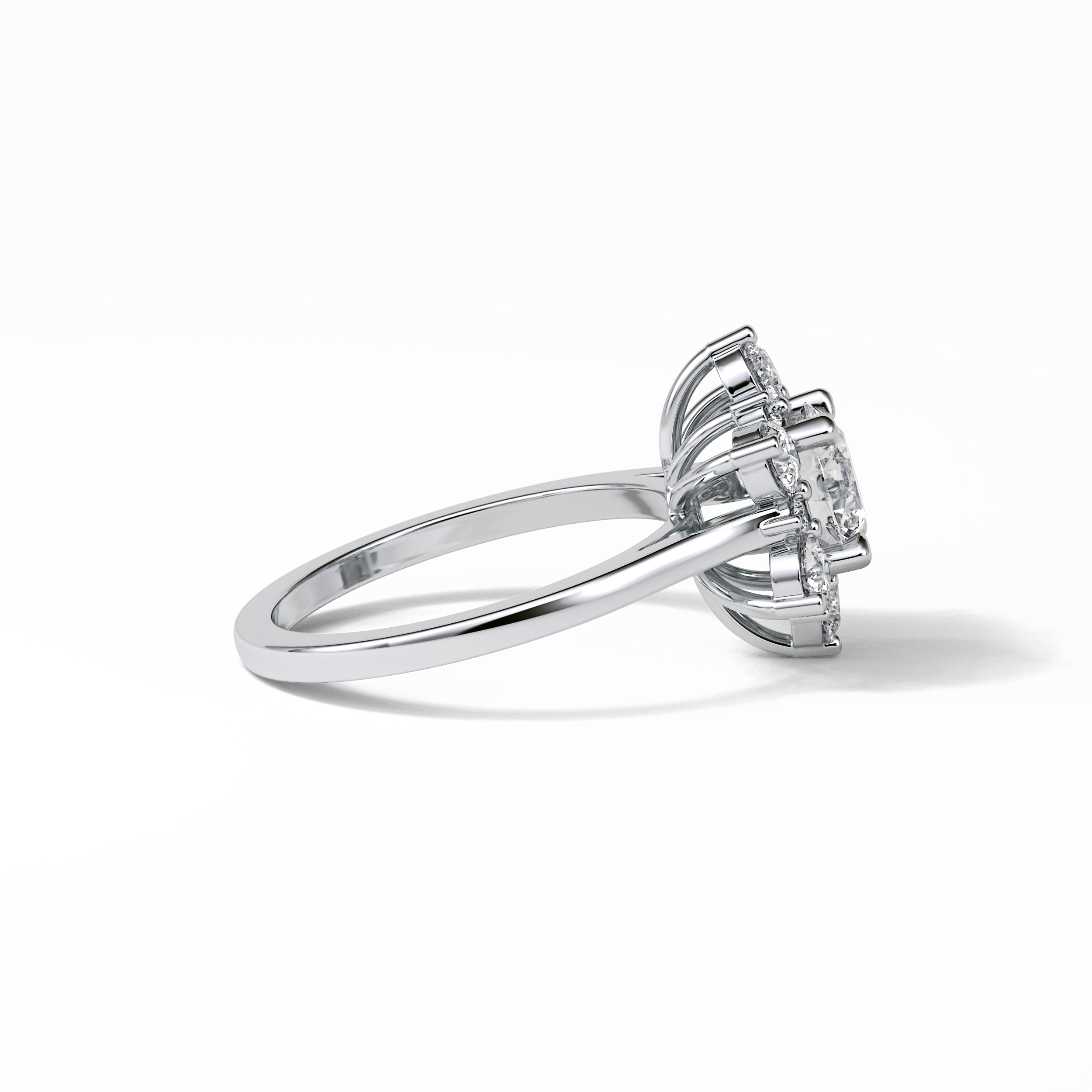 1.0 CT Round Cut Cluster Style Moissanite Engagement Ring 6