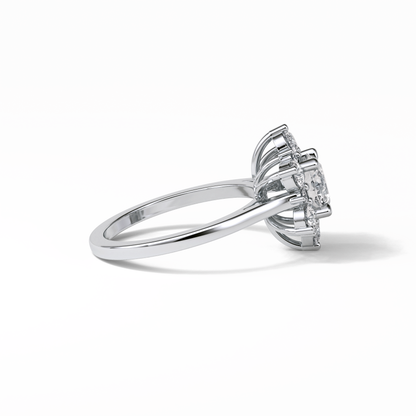 1.0 CT Round Cut Cluster Style Moissanite Engagement Ring