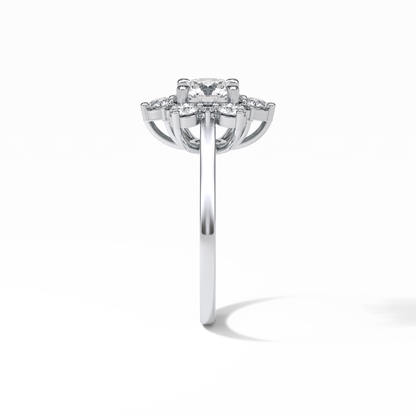 1.0 CT Round Cut Cluster Style Moissanite Engagement Ring