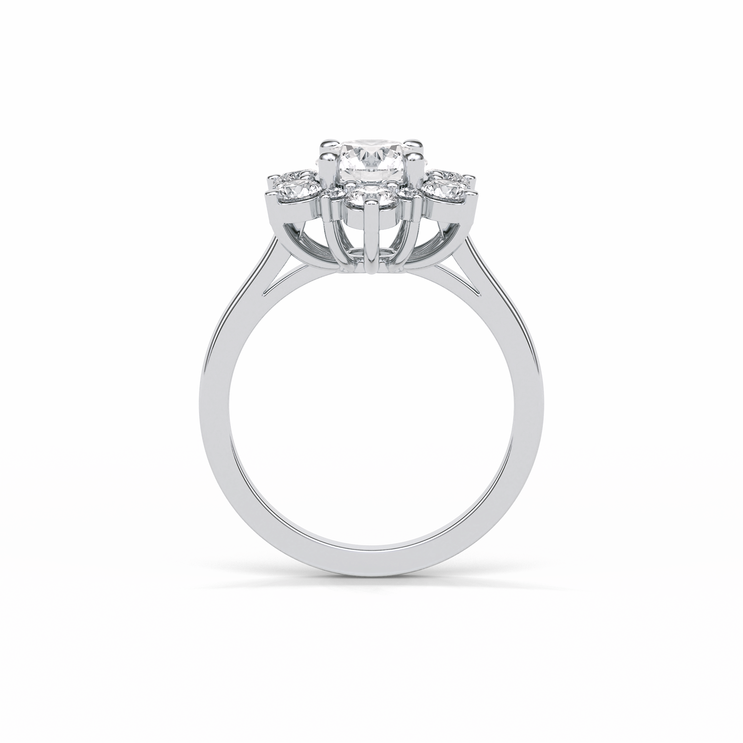 1.0 CT Round Cut Cluster Style Moissanite Engagement Ring 4