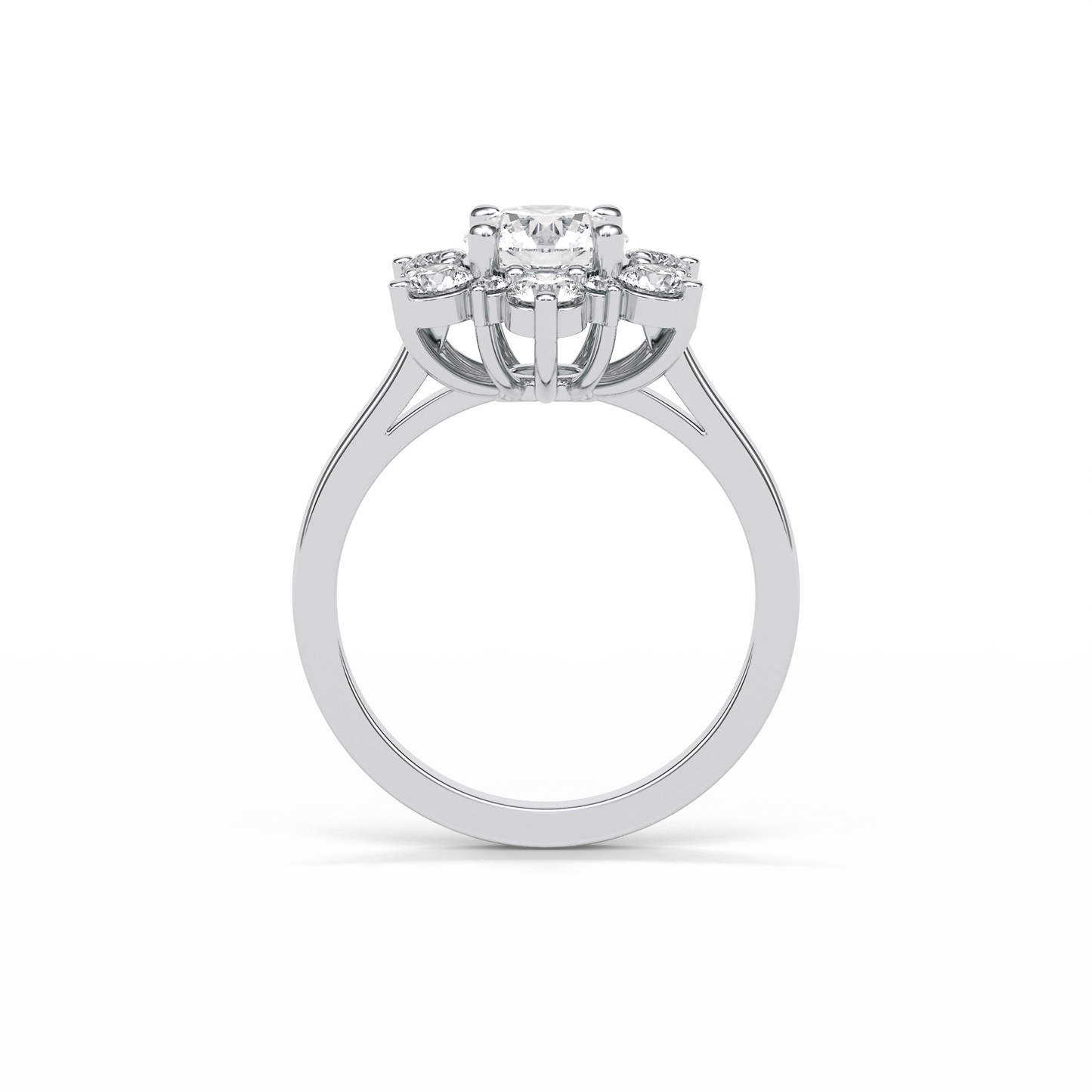 1.0 CT Round Cut Cluster Style Moissanite Engagement Ring
