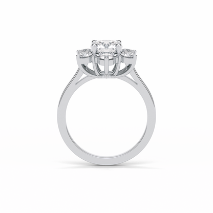 1.0 CT Round Cut Cluster Style Moissanite Engagement Ring