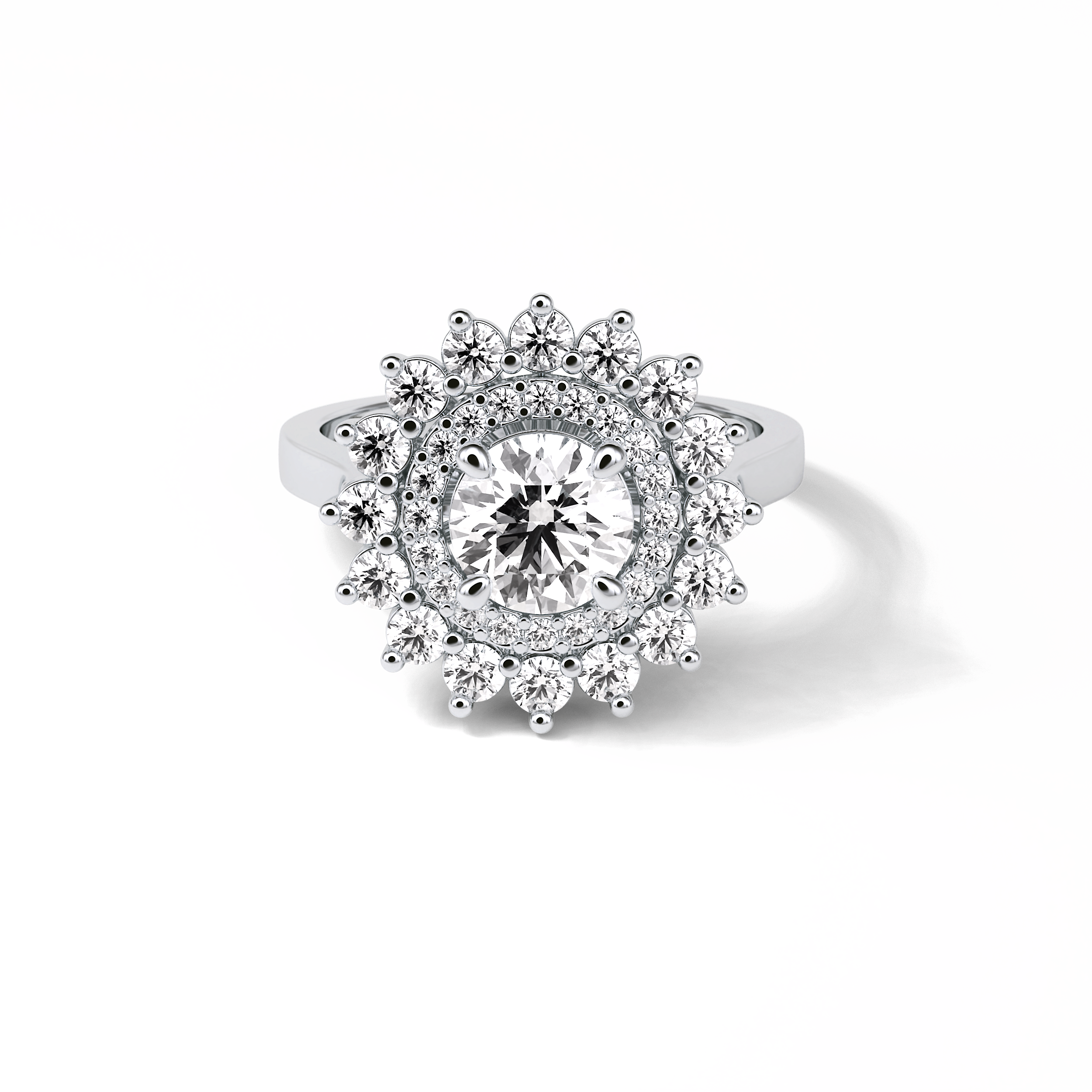 1.0 CT Round Cut Halo Style Moissanite Engagement Ring 1