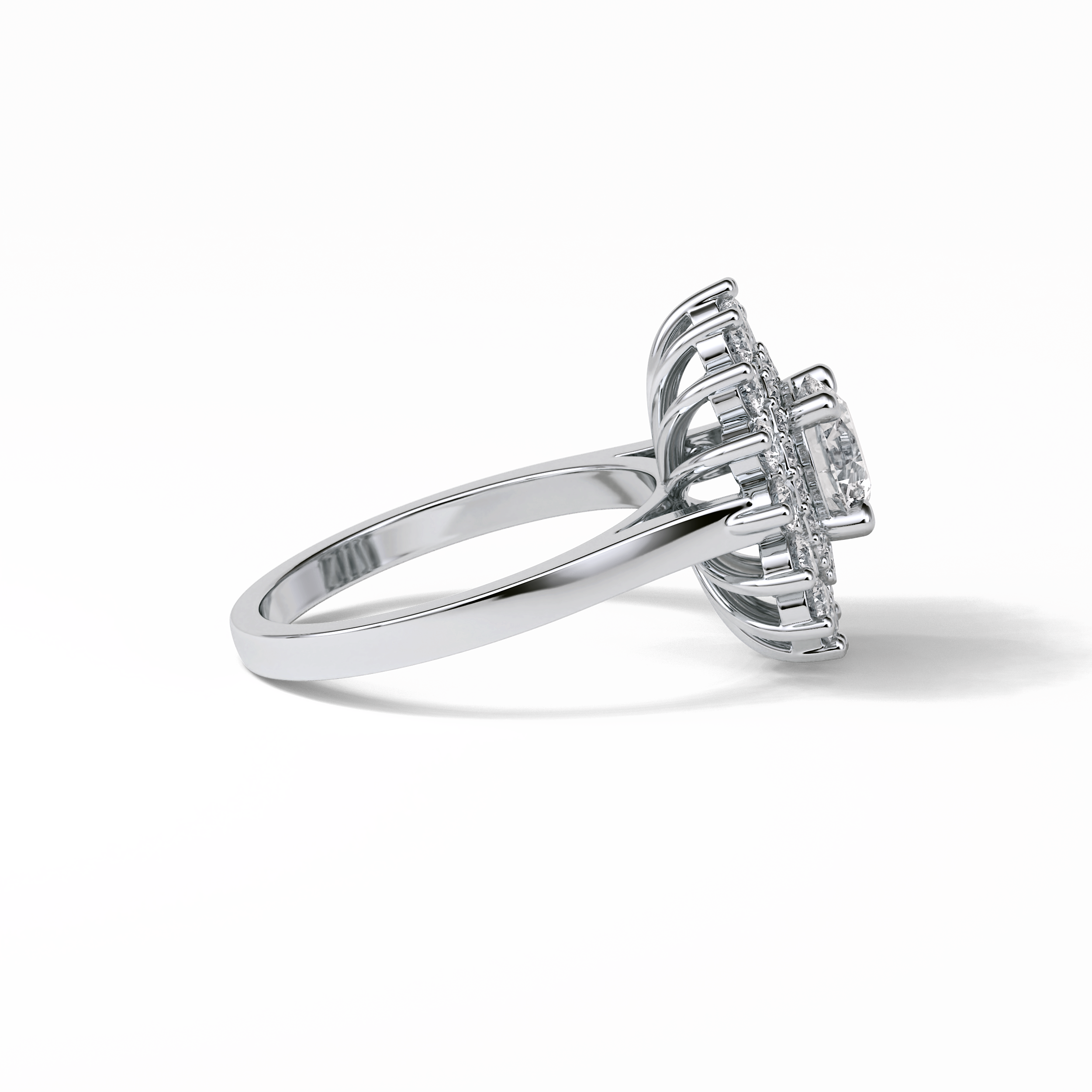1.0 CT Round Cut Halo Style Moissanite Engagement Ring 6