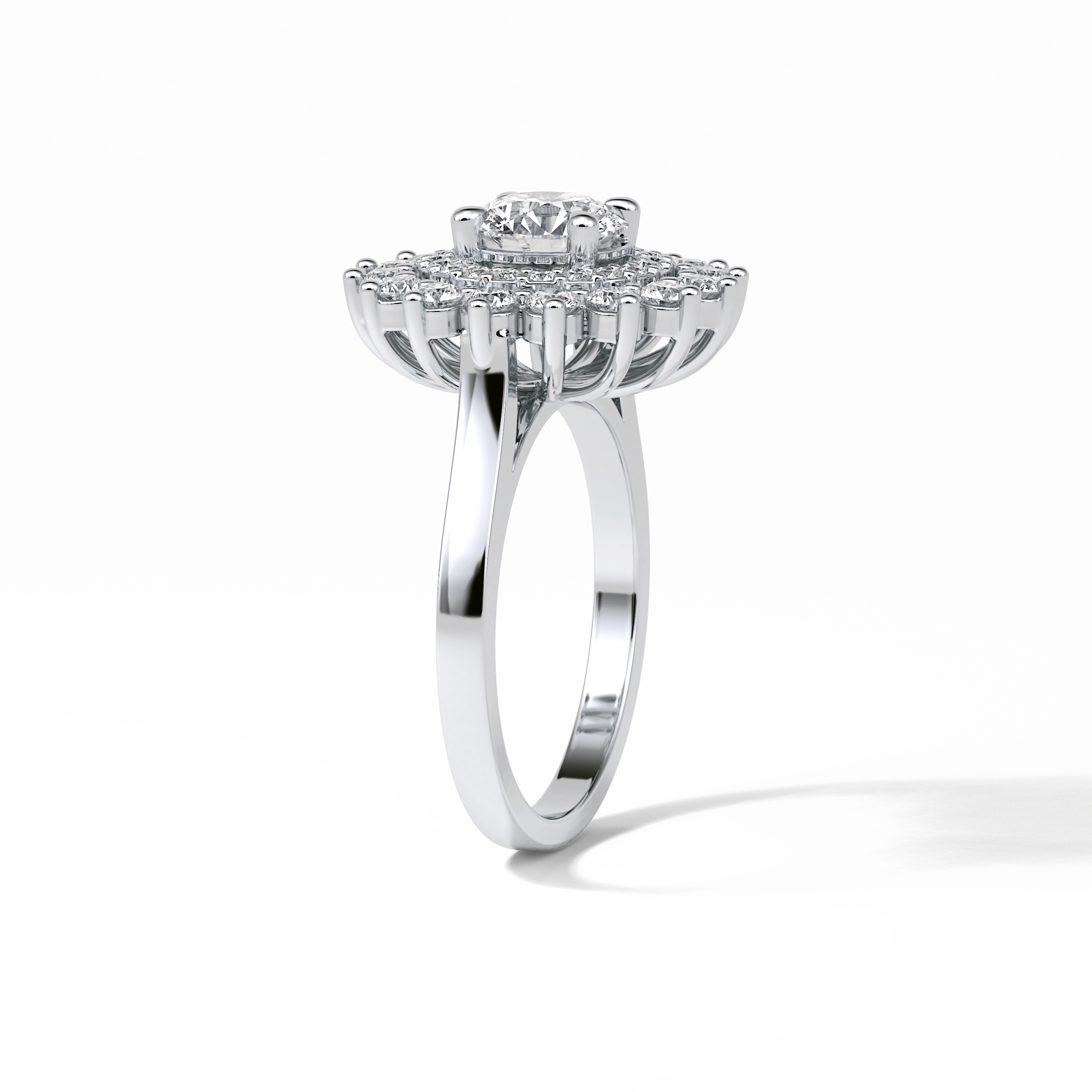 1.0 CT Round Cut Halo Style Moissanite Engagement Ring 2