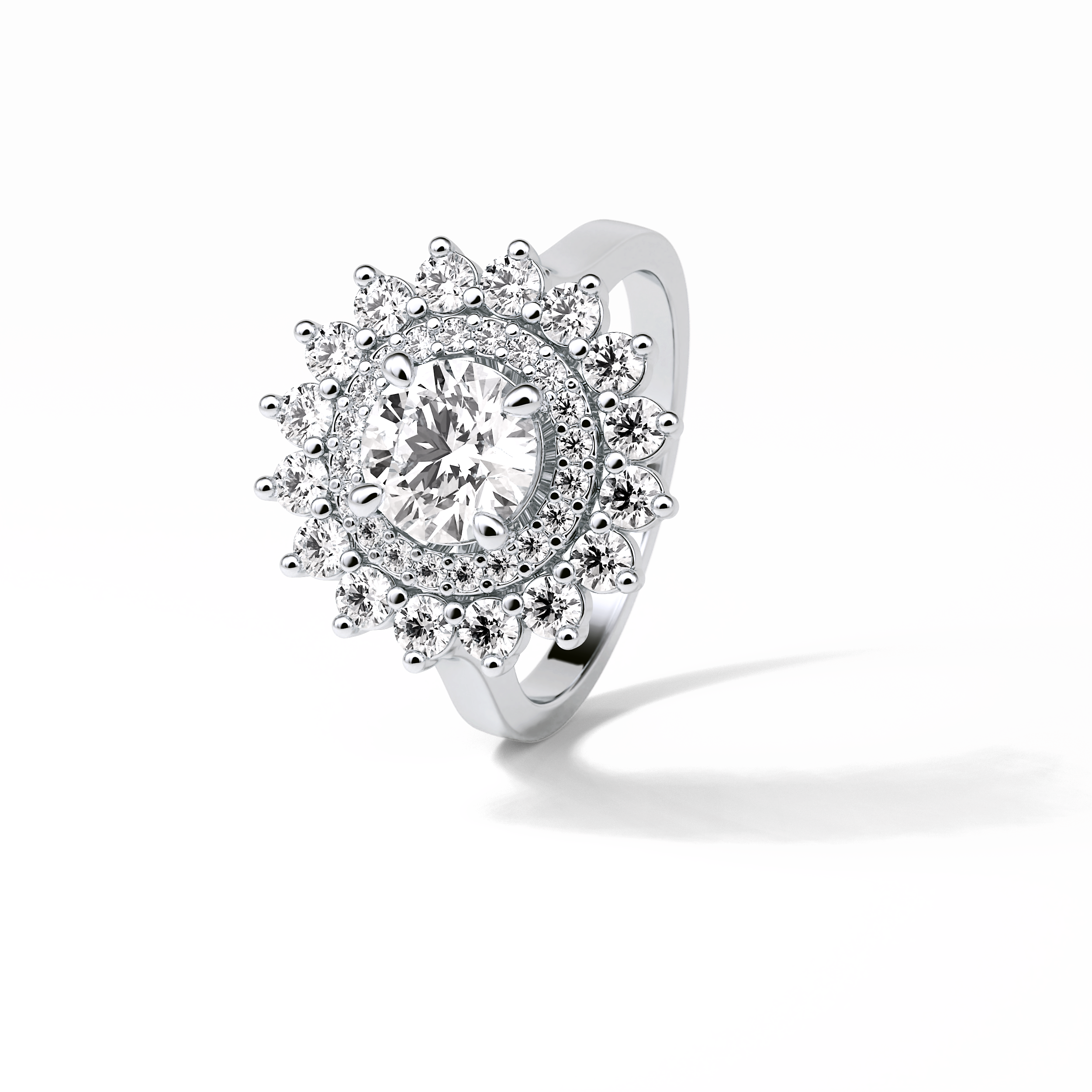 1.0 CT Round Cut Halo Style Moissanite Engagement Ring 3