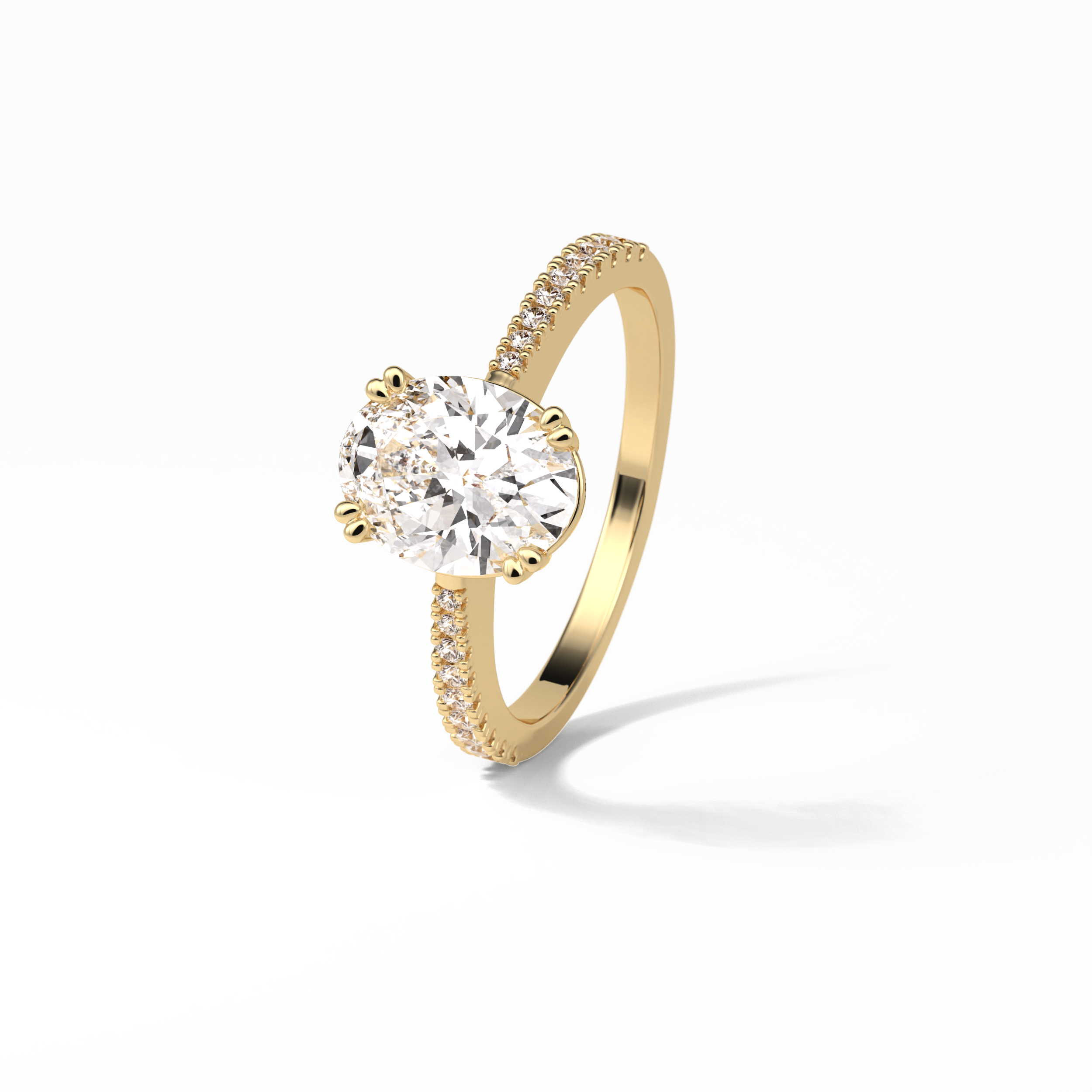 1.60 CT Oval Cut Pave Style Moissanite Engagement Ring 21