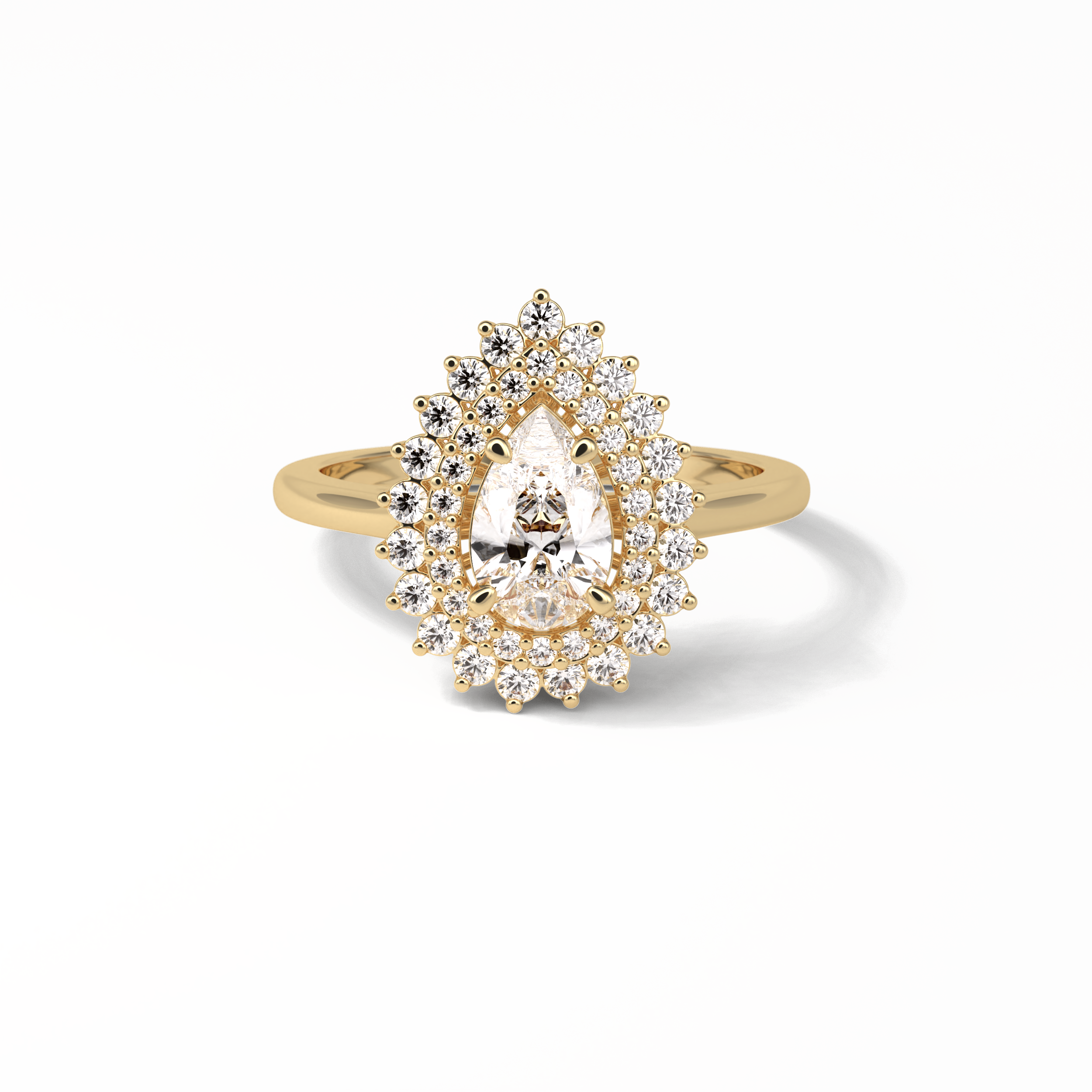 0.94 CT Pear Cut Halo & Pave Style Moissanite Engagement Ring 8