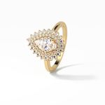 0.94 CT Pear Cut Halo & Pave Style Moissanite Engagement Ring 18