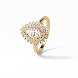 0.94 CT Pear Cut Halo & Pave Style Moissanite Engagement Ring 18