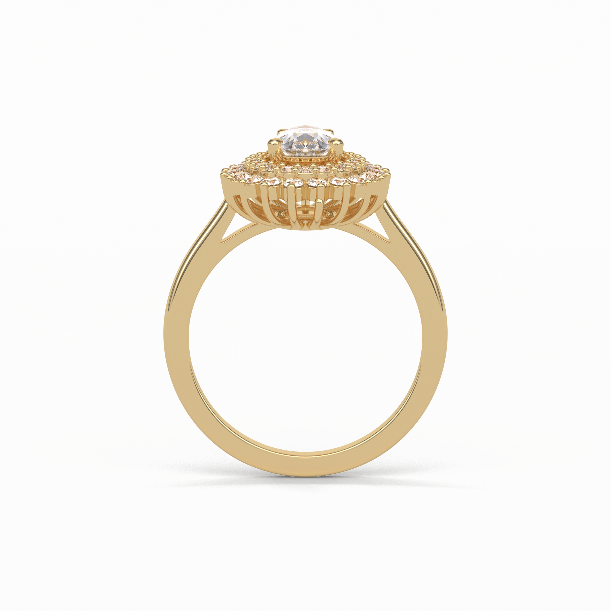 0.94 CT Pear Cut Halo & Pave Style Moissanite Engagement Ring 19