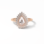 0.94 CT Pear Cut Halo & Pave Style Moissanite Engagement Ring 15