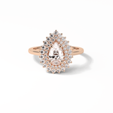 0.94 CT Pear Cut Halo & Pave Style Moissanite Engagement Ring 15