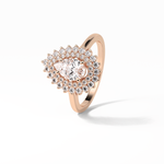 0.94 CT Pear Cut Halo & Pave Style Moissanite Engagement Ring 14