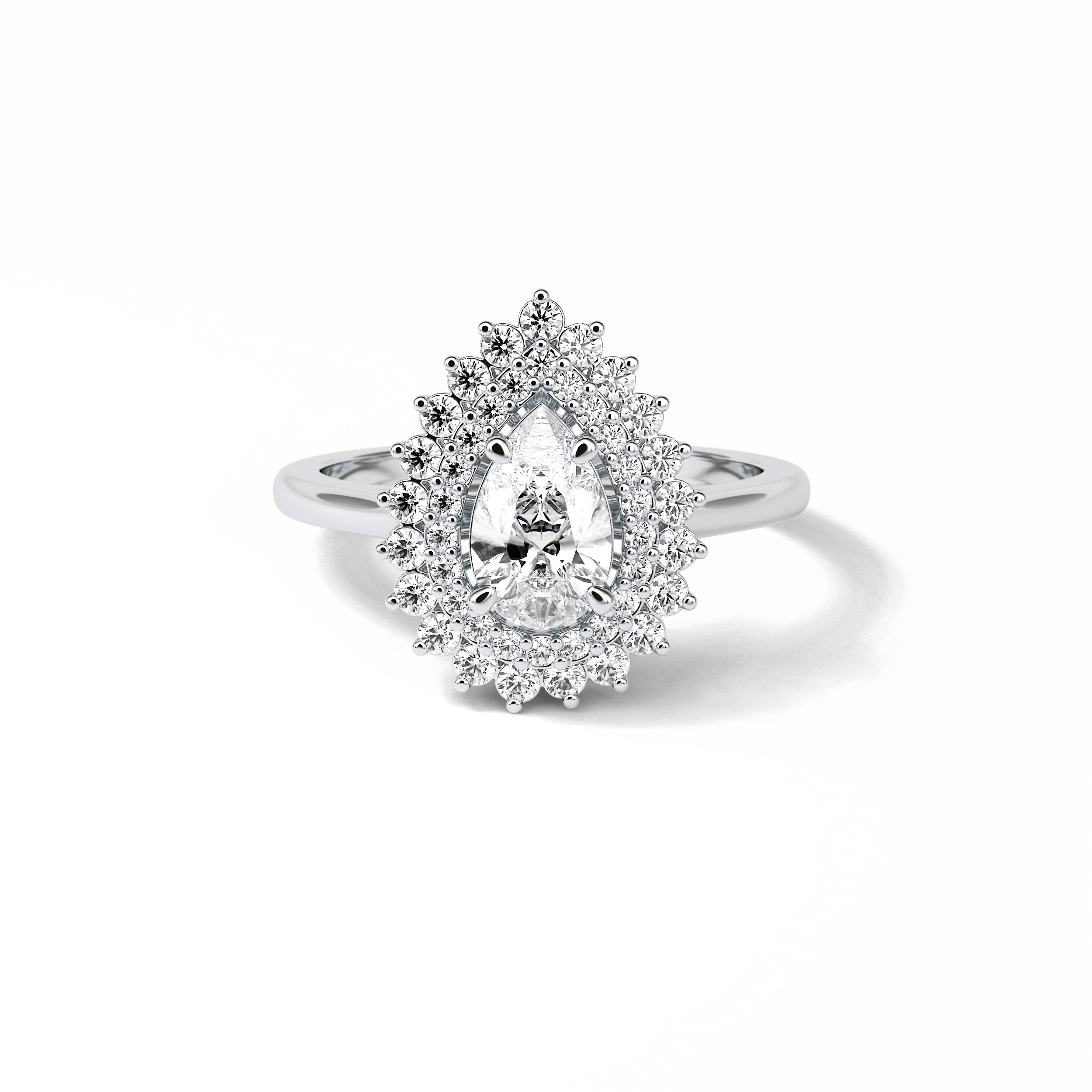 0.94 CT Pear Cut Halo & Pave Style Moissanite Engagement Ring 1
