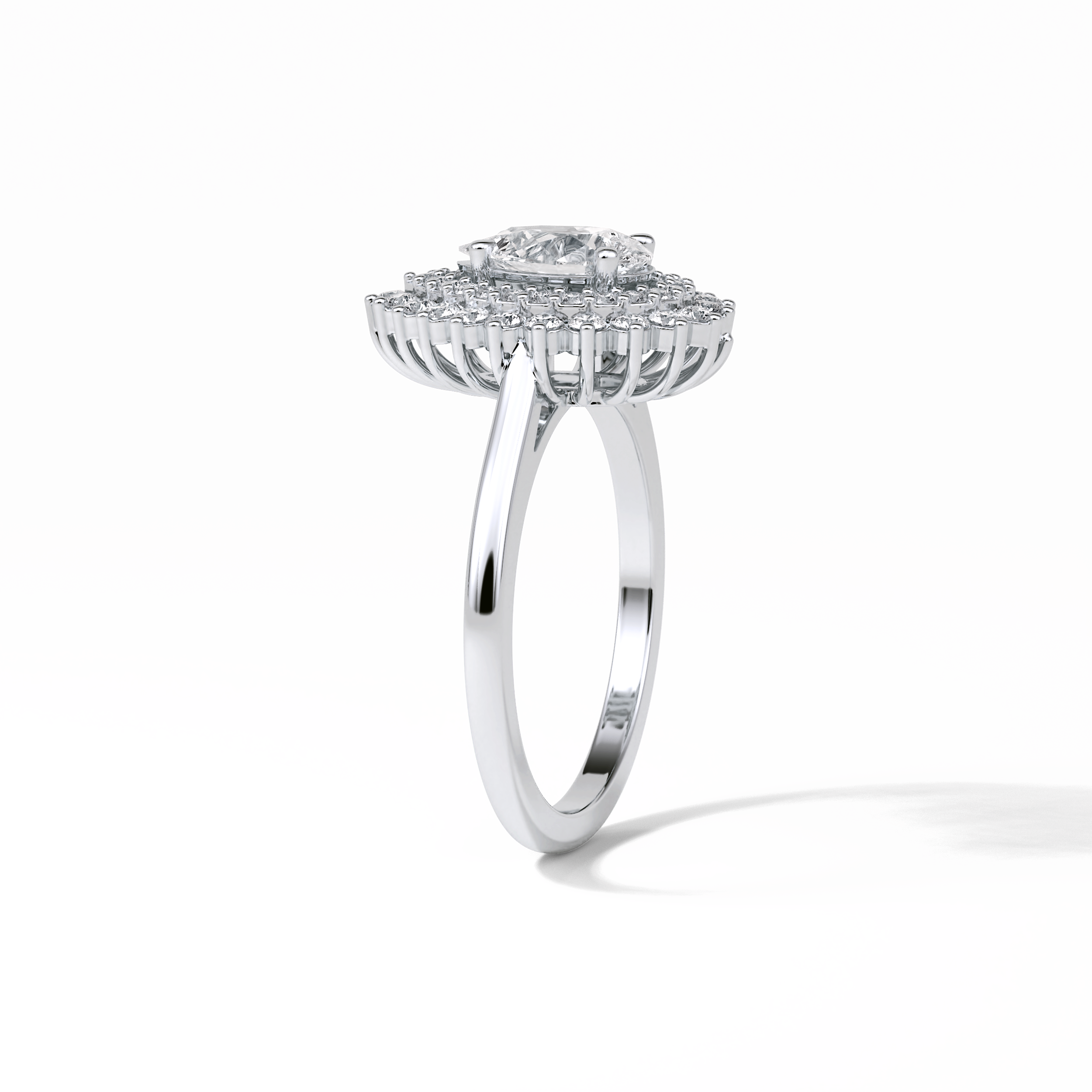 0.94 CT Pear Cut Halo & Pave Style Moissanite Engagement Ring 3