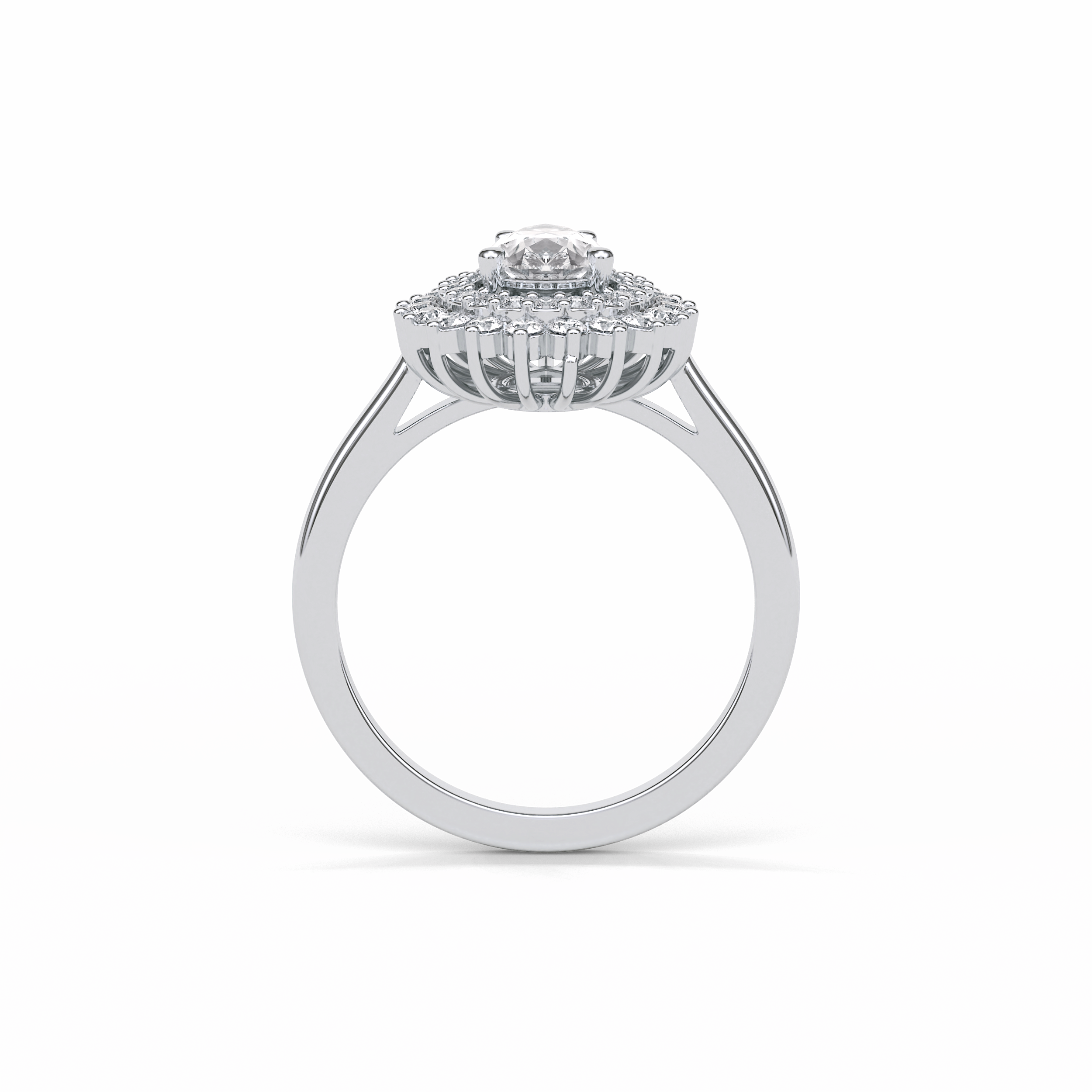 0.94 CT Pear Cut Halo & Pave Style Moissanite Engagement Ring 5
