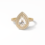 1.33 CT Pear Cut Halo & Pave Style Moissanite Engagement Ring 15