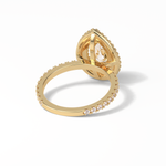 1.33 CT Pear Cut Halo & Pave Style Moissanite Engagement Ring 18