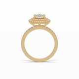 1.33 CT Pear Cut Halo & Pave Style Moissanite Engagement Ring 14