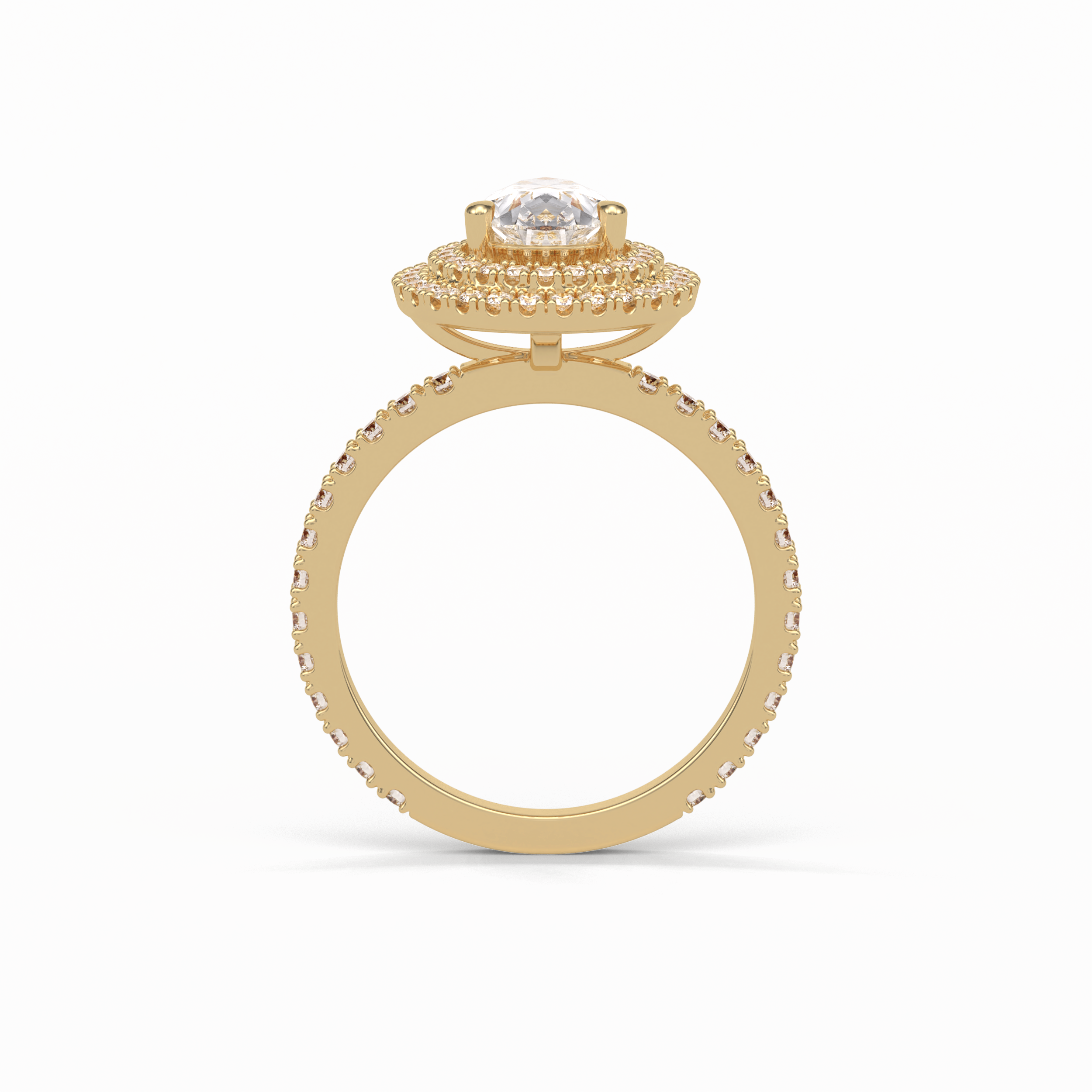 1.33 CT Pear Cut Halo & Pave Style Moissanite Engagement Ring 14