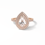 1.33 CT Pear Cut Halo & Pave Style Moissanite Engagement Ring 8