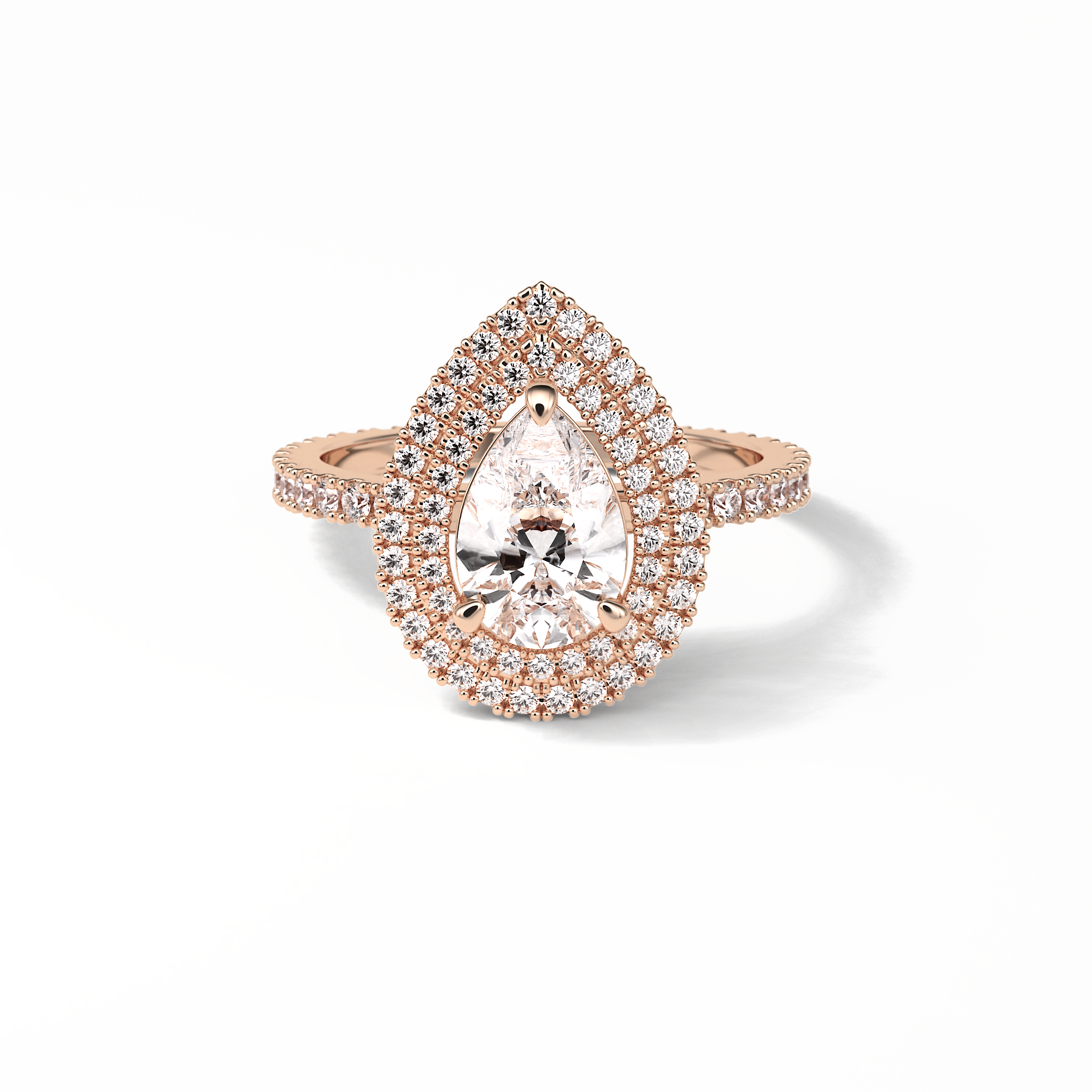 1.33 CT Pear Cut Halo & Pave Style Moissanite Engagement Ring 8