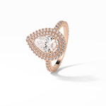 1.33 CT Pear Cut Halo & Pave Style Moissanite Engagement Ring 11
