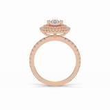 1.33 CT Pear Cut Halo & Pave Style Moissanite Engagement Ring 12