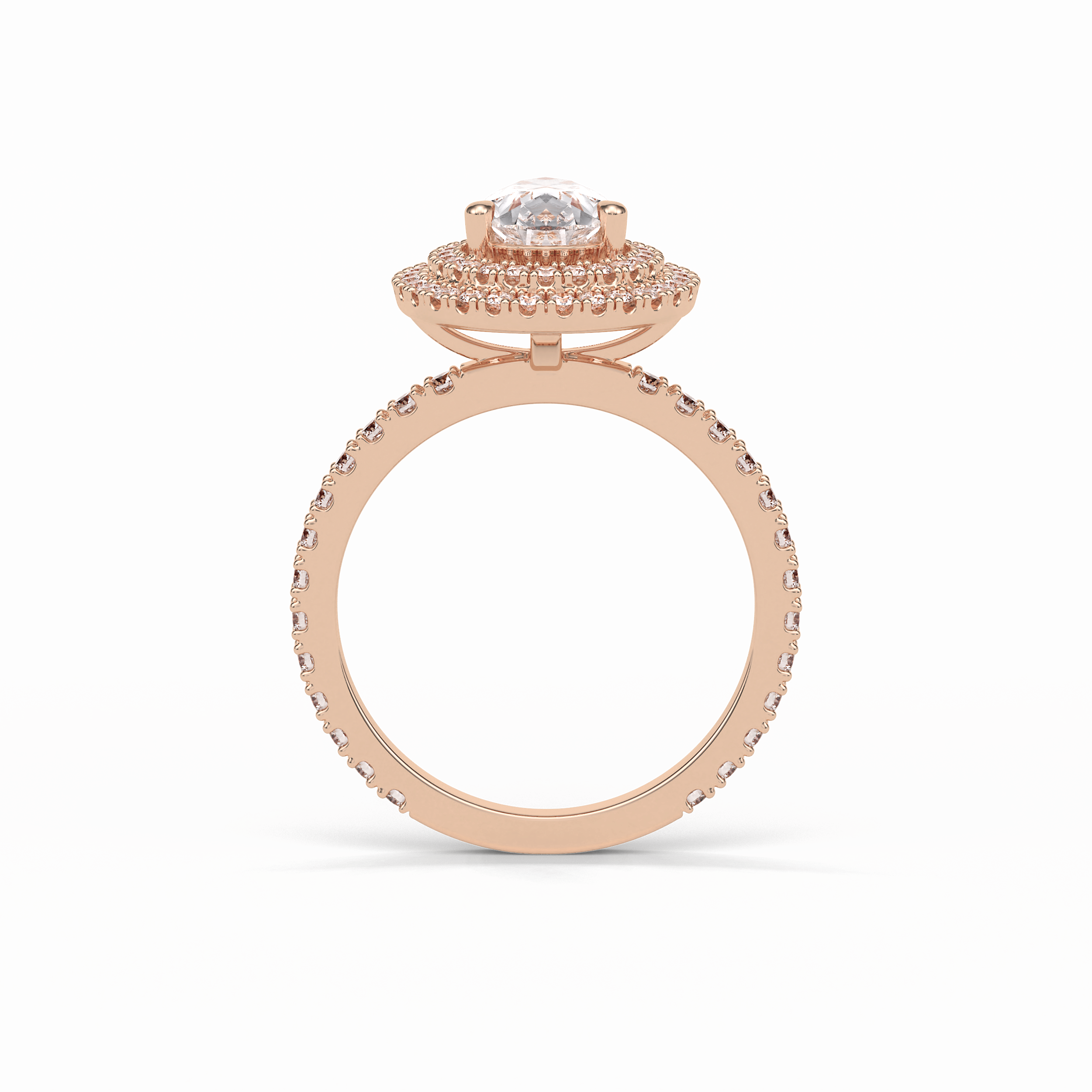 1.33 CT Pear Cut Halo & Pave Style Moissanite Engagement Ring 12