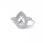1.33 CT Pear Cut Halo & Pave Style Moissanite Engagement Ring 1
