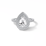 1.33 CT Pear Cut Halo & Pave Style Moissanite Engagement Ring 1