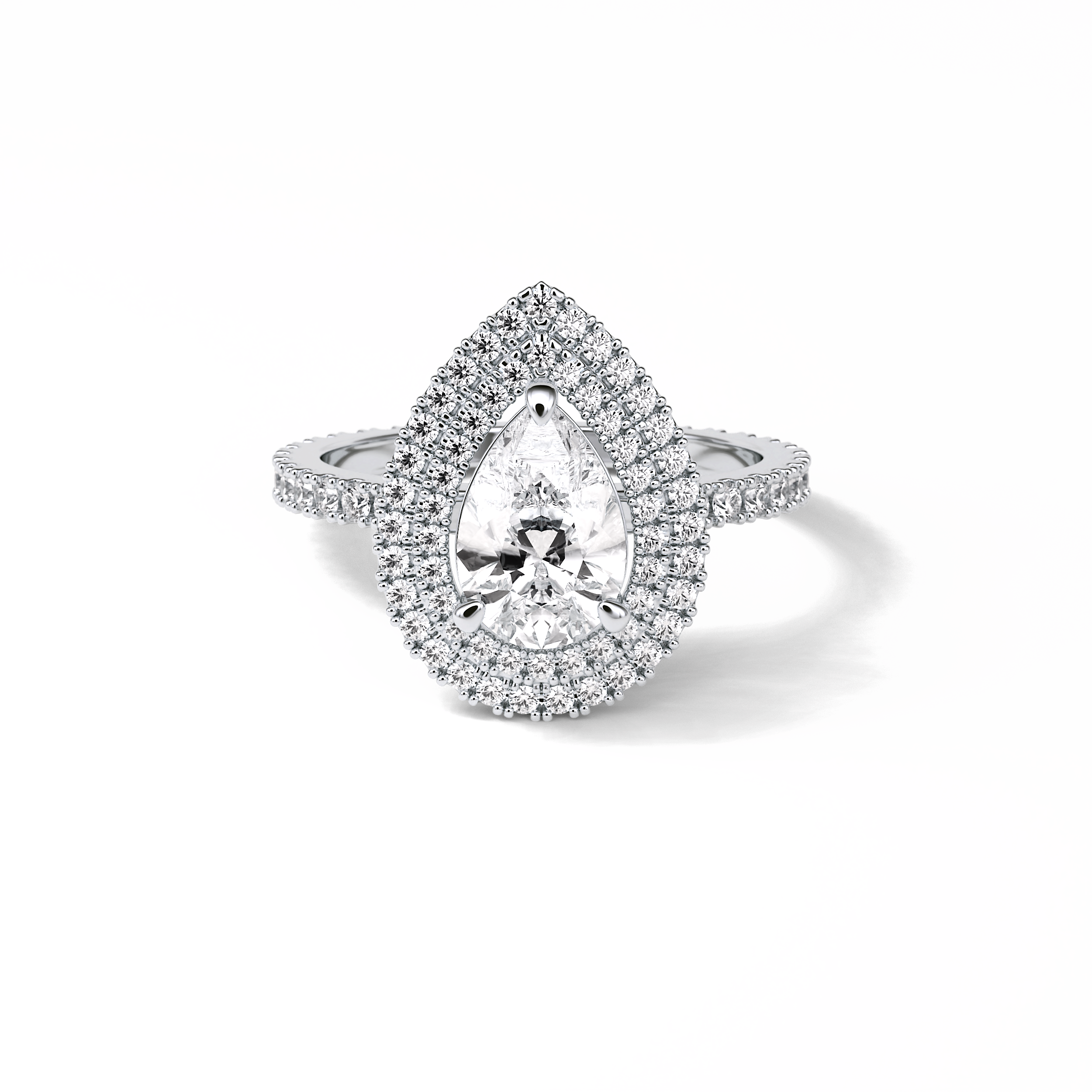 1.33 CT Pear Cut Halo & Pave Style Moissanite Engagement Ring 1