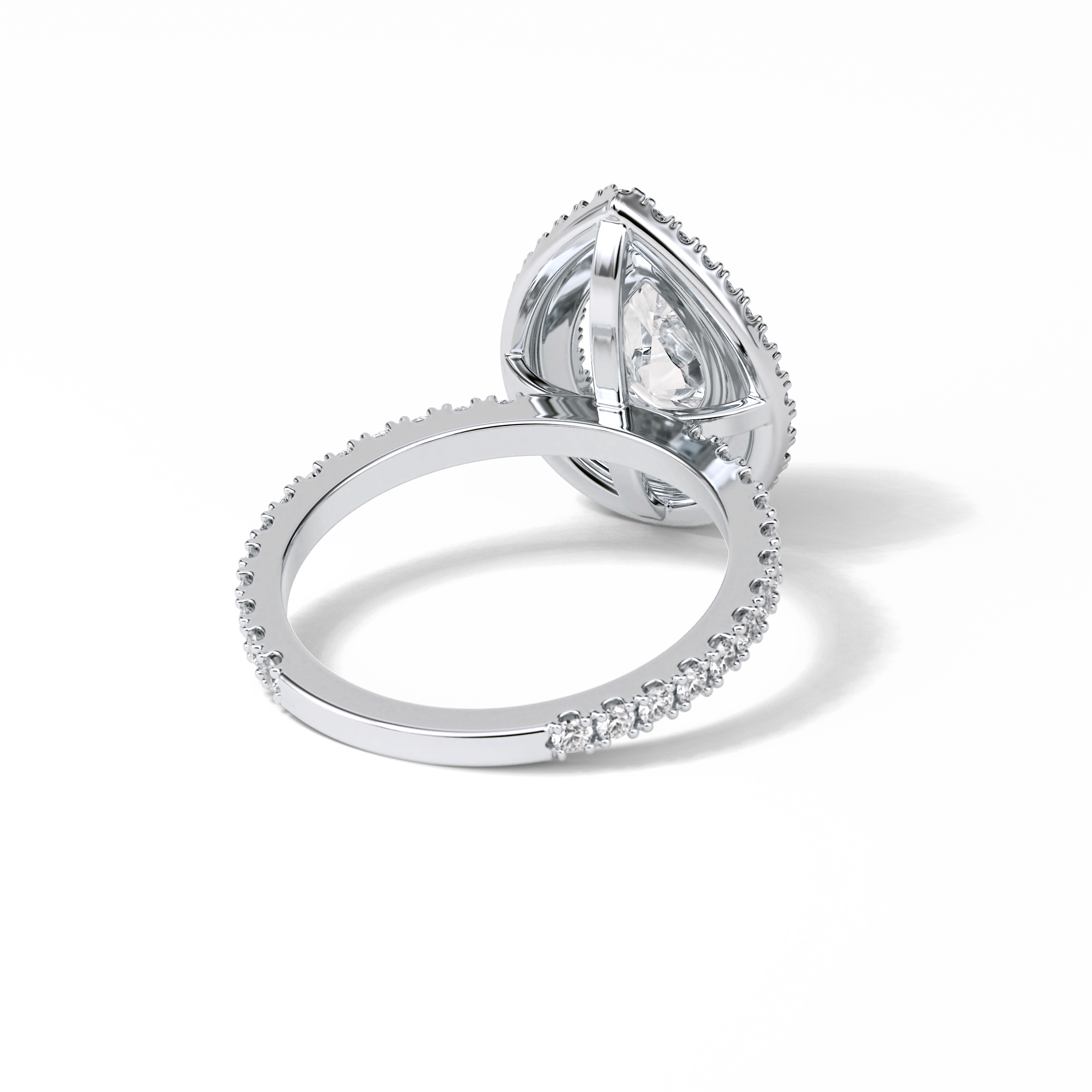 1.33 CT Pear Cut Halo & Pave Style Moissanite Engagement Ring 4
