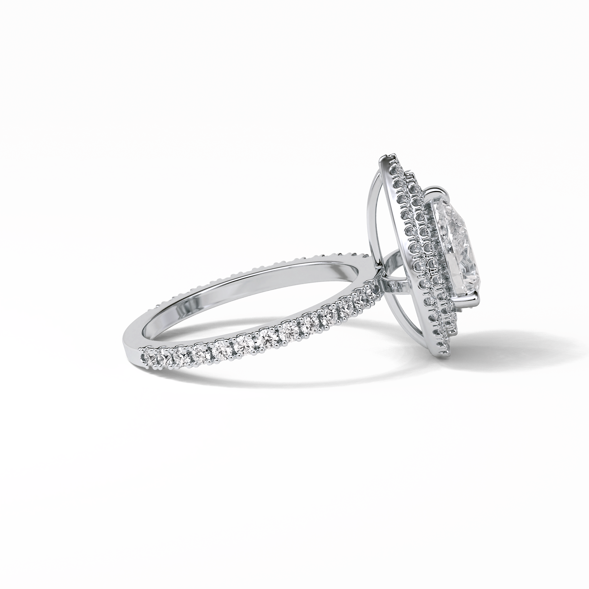 1.33 CT Pear Cut Halo & Pave Style Moissanite Engagement Ring 5