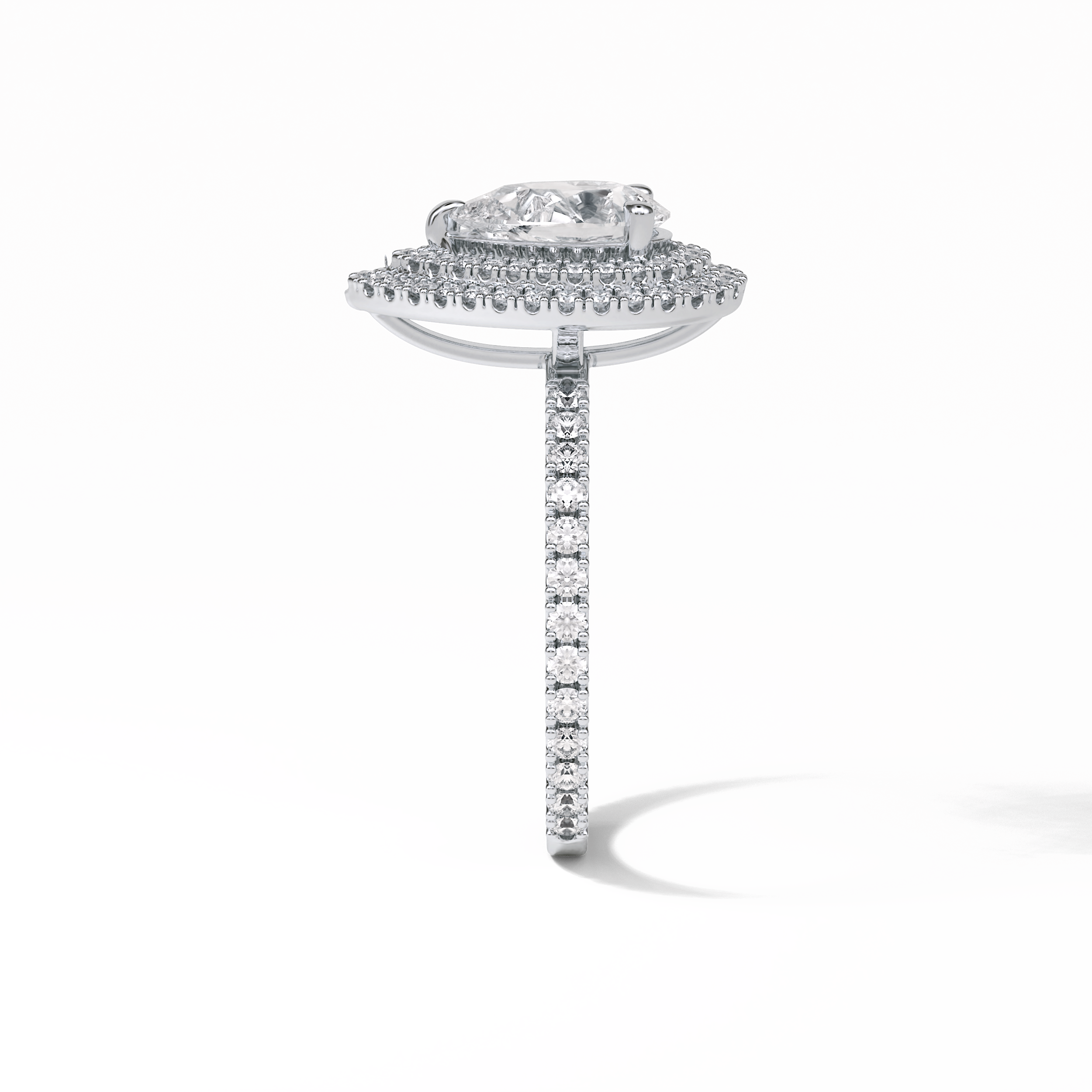 1.33 CT Pear Cut Halo & Pave Style Moissanite Engagement Ring 6