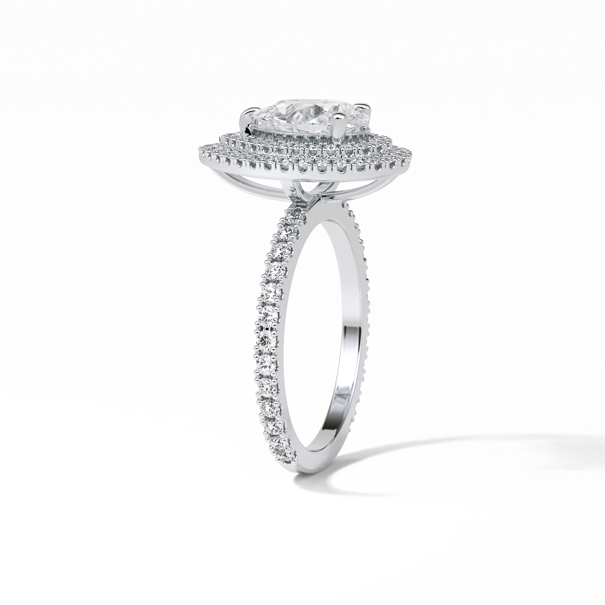 1.33 CT Pear Cut Halo & Pave Style Moissanite Engagement Ring 7