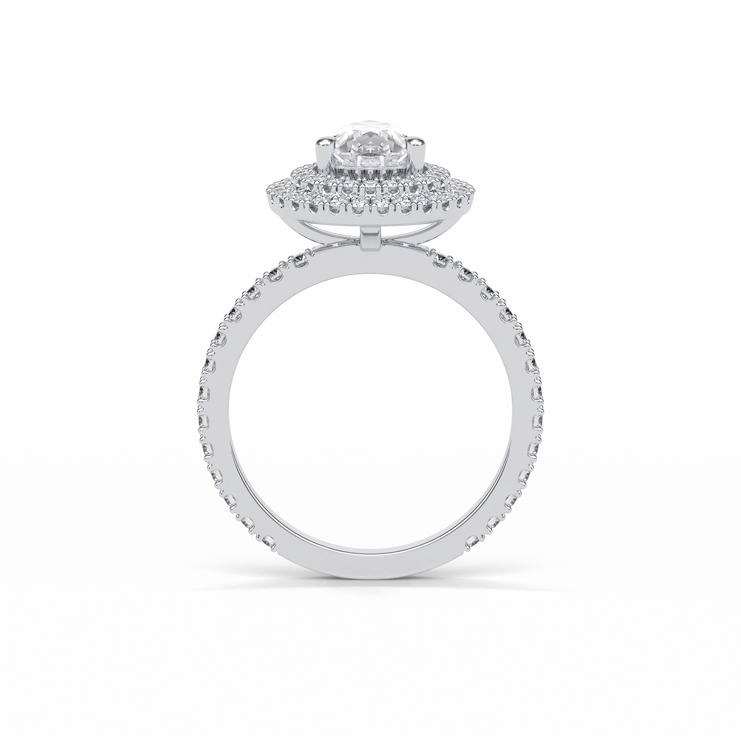 1.33 CT Pear Cut Halo & Pave Style Moissanite Engagement Ring 3