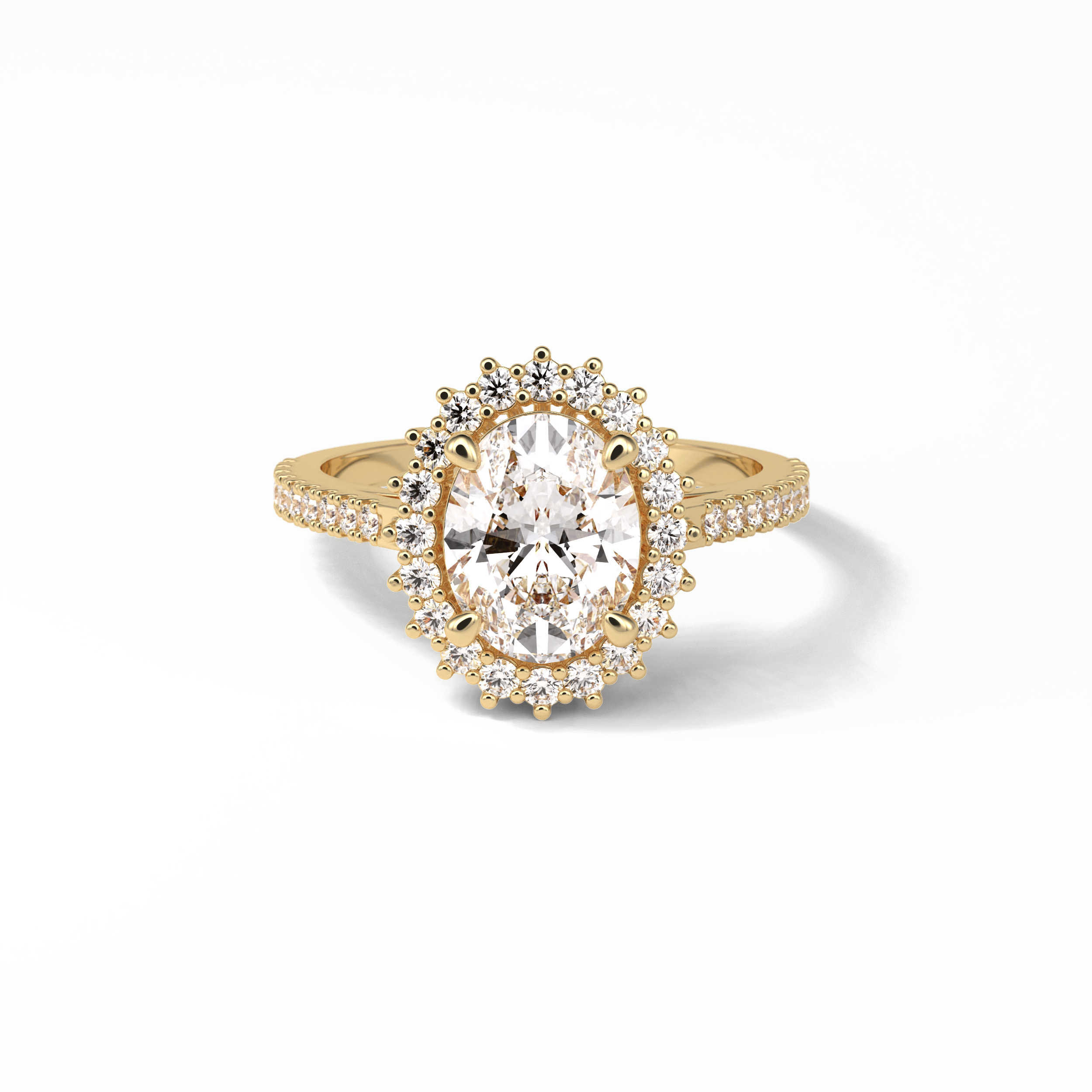 1.91 CT Oval Cut Halo & Pave Style Moissanite Engagement Ring 15