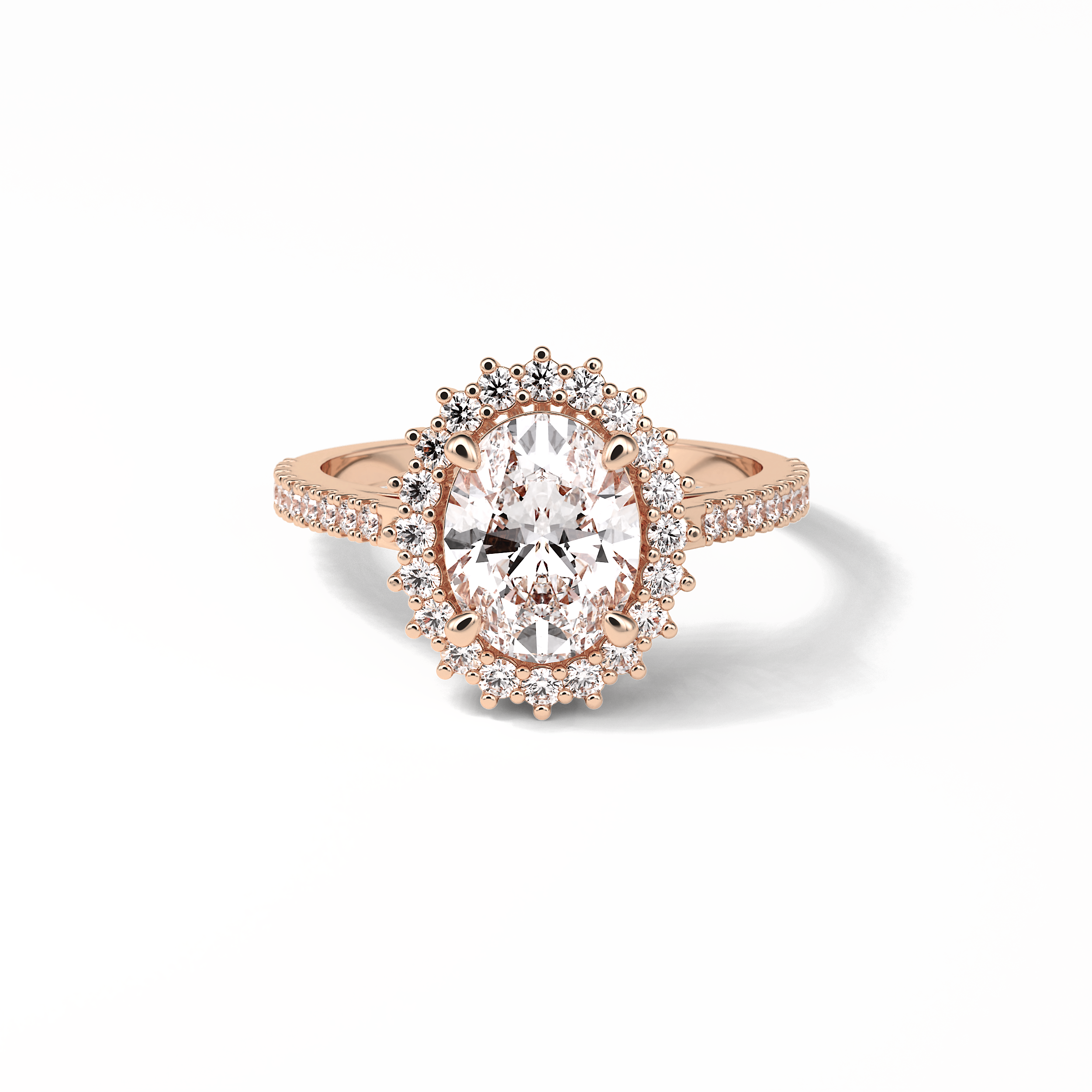 1.91 CT Oval Cut Halo & Pave Style Moissanite Engagement Ring 8