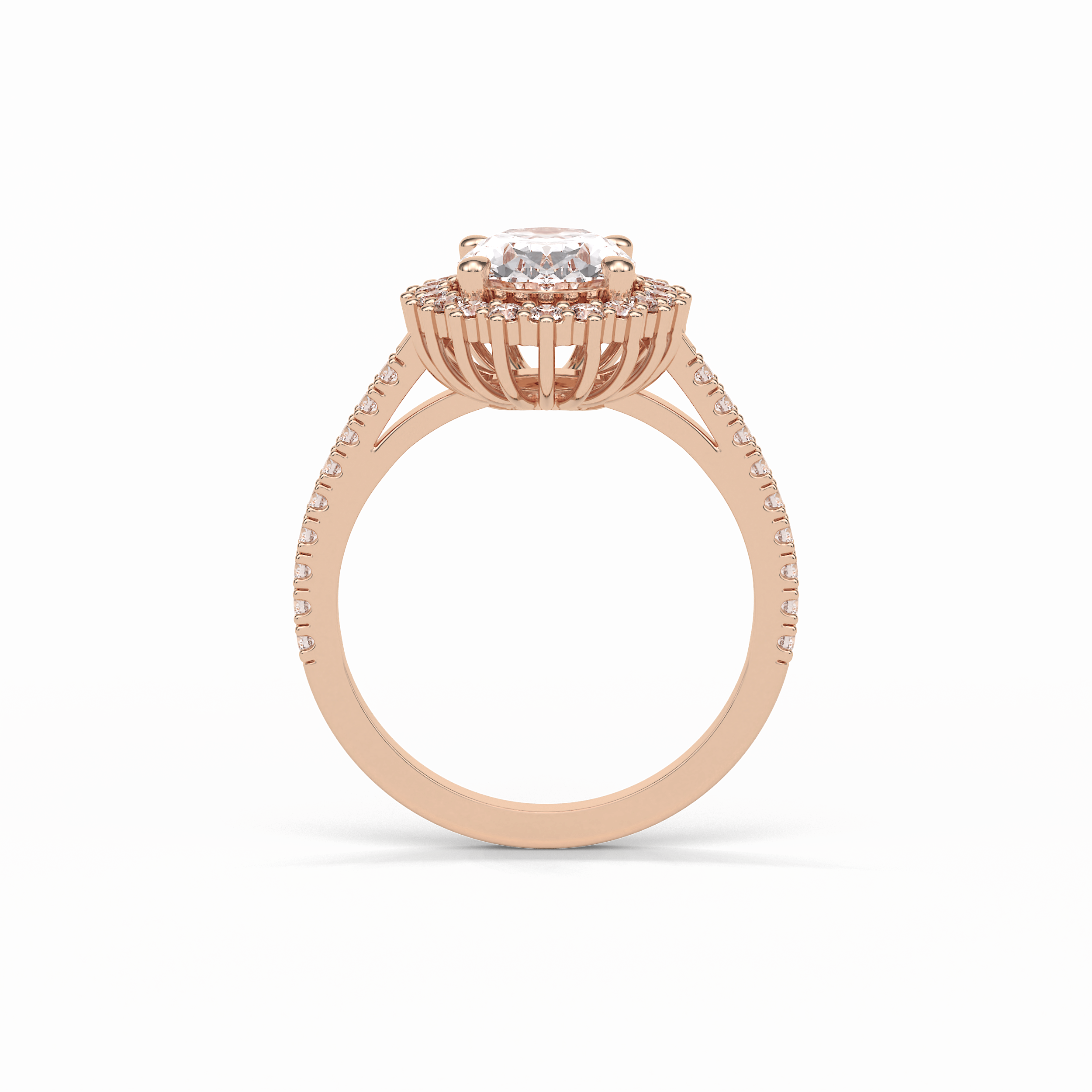 1.91 CT Oval Cut Halo & Pave Style Moissanite Engagement Ring 9