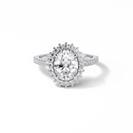 1.91 CT Oval Cut Halo & Pave Style Moissanite Engagement Ring 1