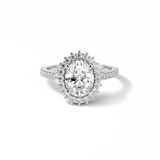 1.91 CT Oval Cut Halo & Pave Style Moissanite Engagement Ring 1
