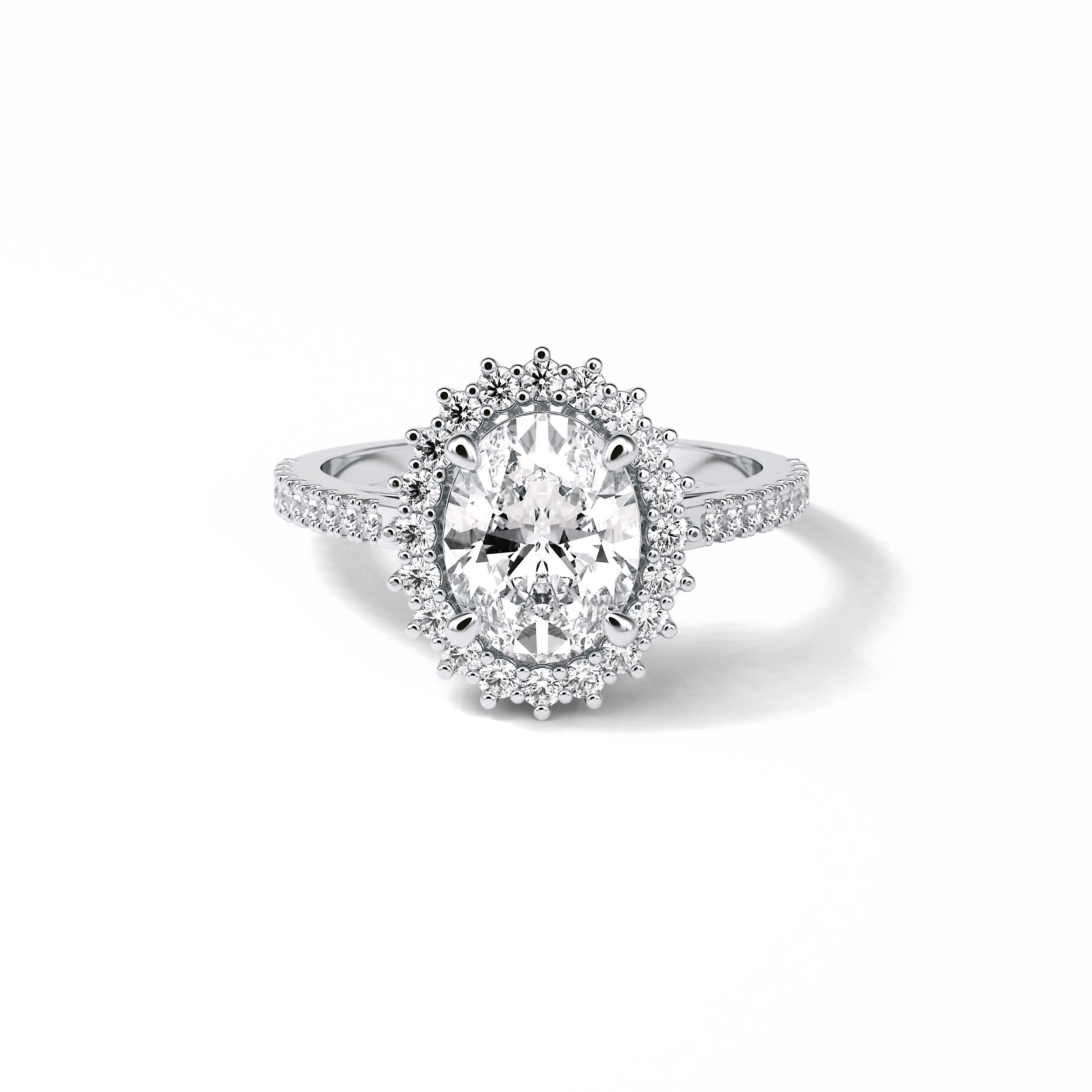 1.91 CT Oval Cut Halo & Pave Style Moissanite Engagement Ring 1