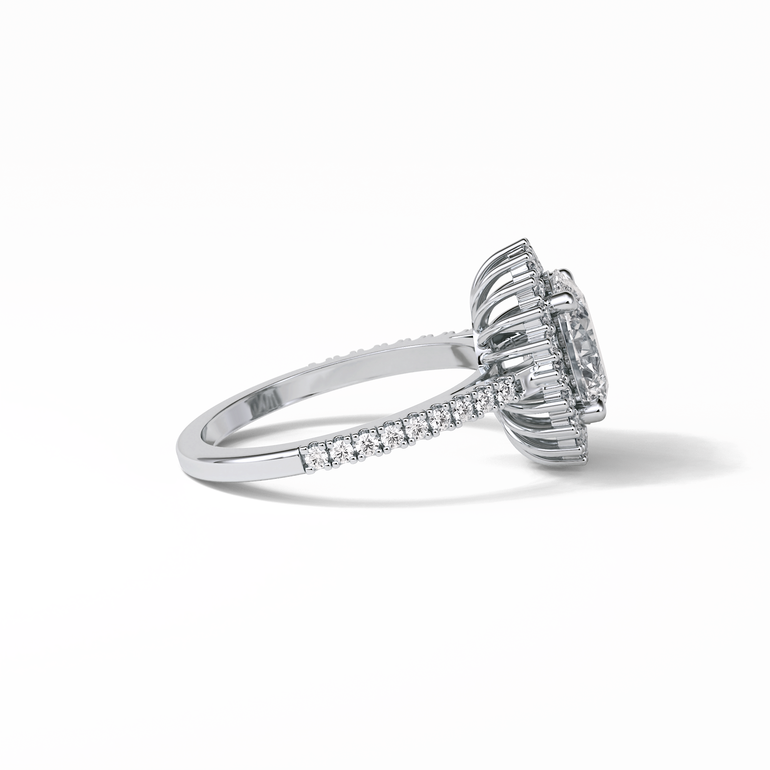 1.91 CT Oval Cut Halo & Pave Style Moissanite Engagement Ring 7