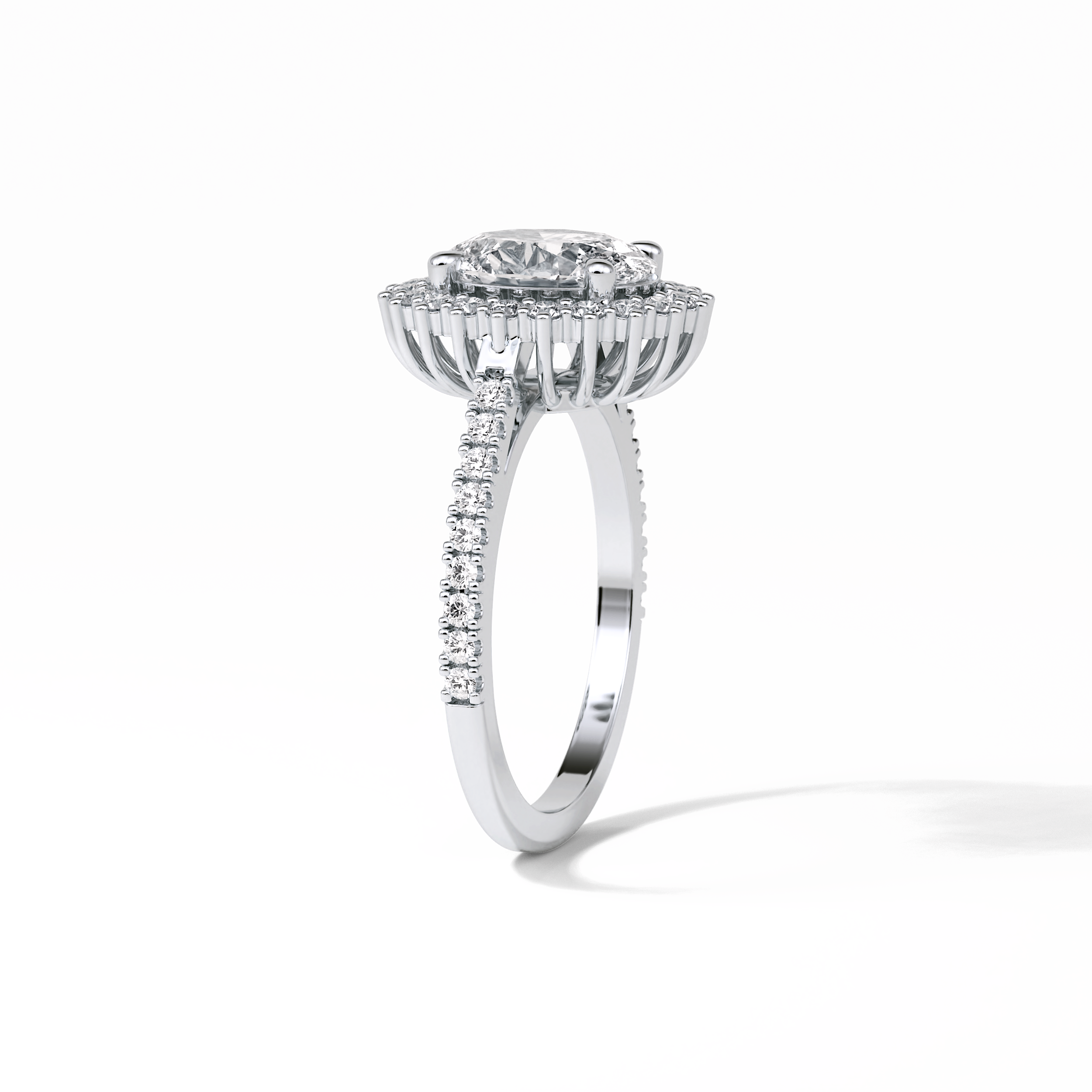 1.91 CT Oval Cut Halo & Pave Style Moissanite Engagement Ring 3