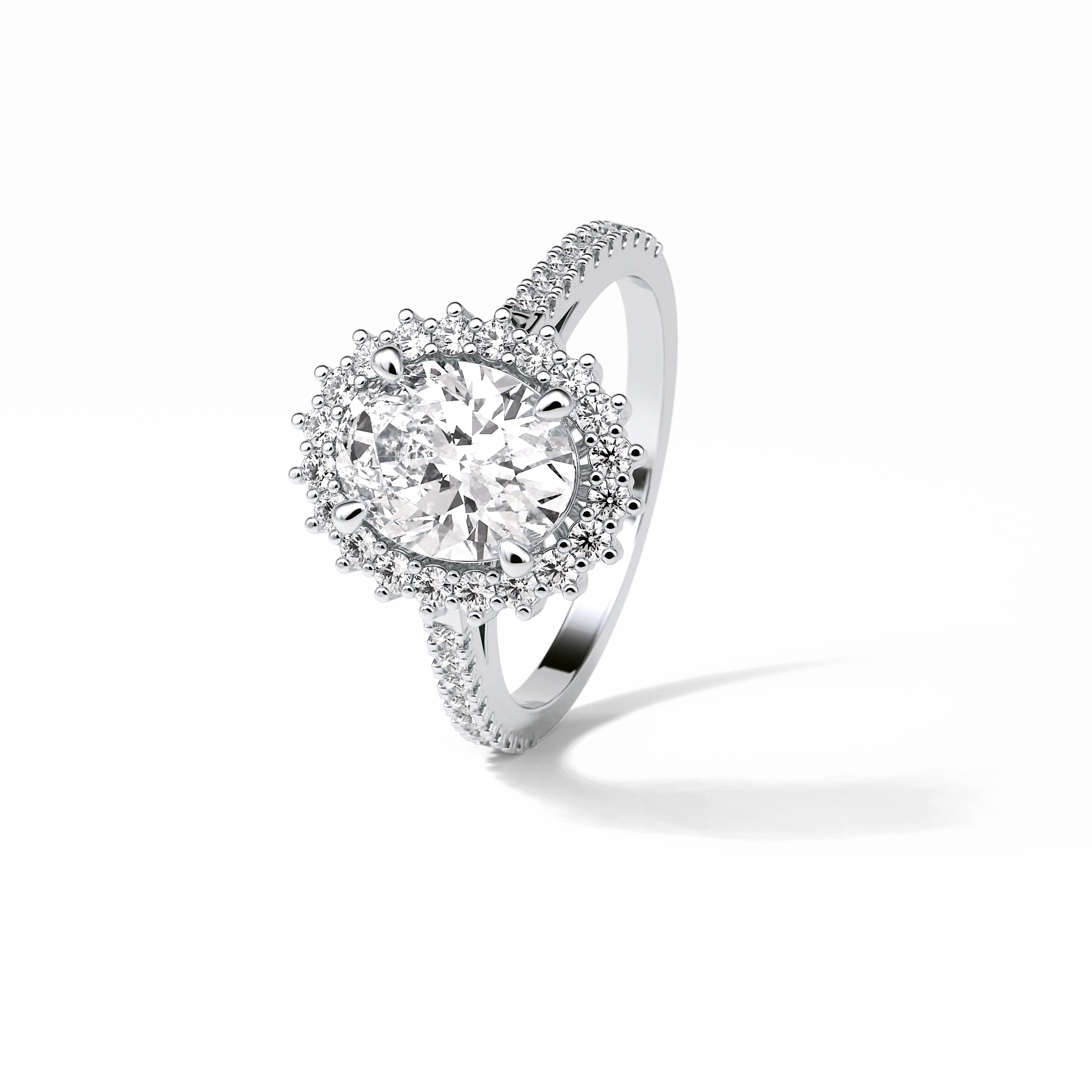 1.91 CT Oval Cut Halo & Pave Style Moissanite Engagement Ring 4