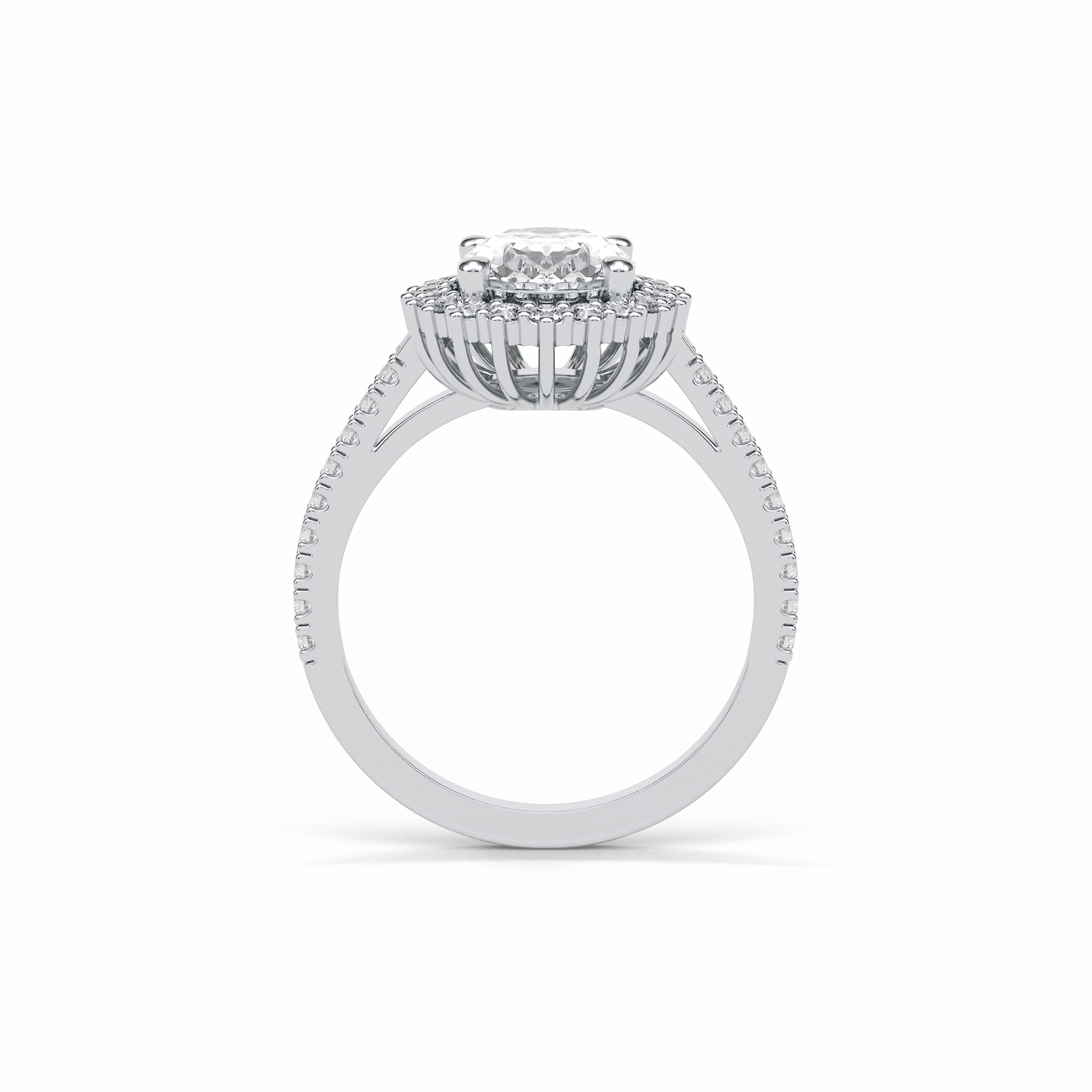 1.91 CT Oval Cut Halo & Pave Style Moissanite Engagement Ring 5