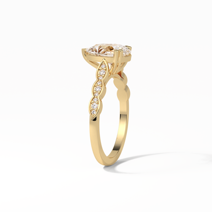 1.93 CT Pear Cut Pave Style Moissanite Engagement Ring