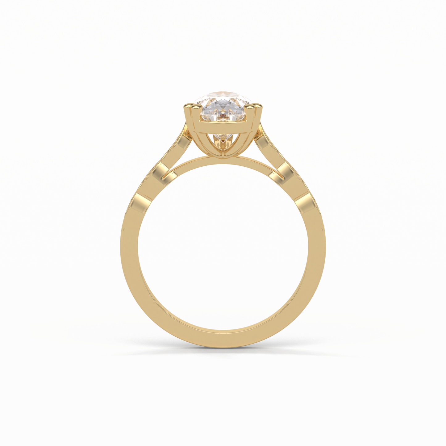 1.93 CT Pear Cut Pave Style Moissanite Engagement Ring
